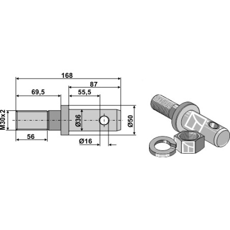 Piton pour barres inférieures - Cat. III - AG011171