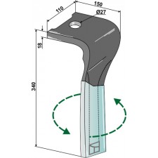 Dent pour herses rotatives, modèle gauche - Pöttinger - 8732.42.035.1
