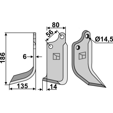 Lame de fraise rotative gauche - Maschio / Gaspardo - 02108433