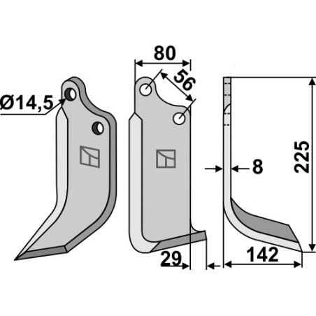 Lame de fraise rotative droite - Maschio / Gaspardo - 01110426