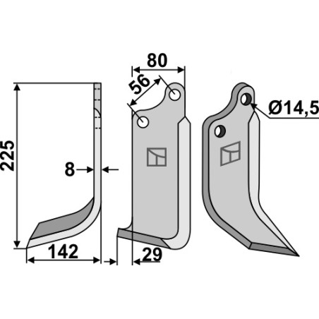 Lame de fraise rotative gauche - Maschio / Gaspardo - 01110427