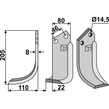 Lame de fraise rotative gauche - Breviglieri - 30329S