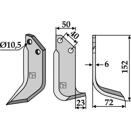 Lame de fraise rotative droite - B.C.S. - 42305