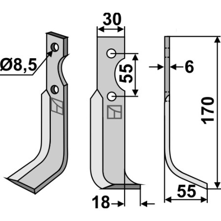 Lame de fraise rotative droite - B.C.S. - 59277