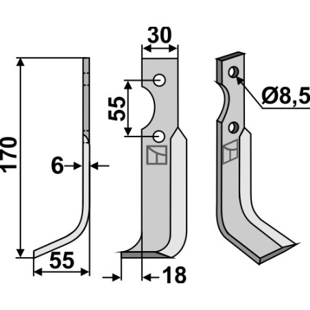 Lame de fraise rotative gauche - B.C.S. - 59278