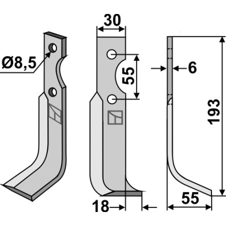 Lame de fraise rotative droite - B.C.S. - 59275