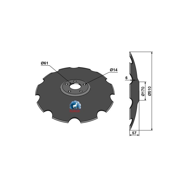 Disque crénelée à fond plat - Ø510 - Simba - P11462