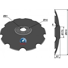 Disque crénelée à fond plat - Ø510 - Simba - P11462