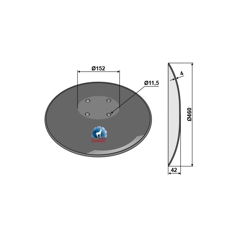 Disque lisse à fond plat - Ø460x4 - Amazone / BBG - XL041