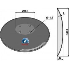 Disque lisse à fond plat - Ø460x4 - Amazone / BBG - XL041