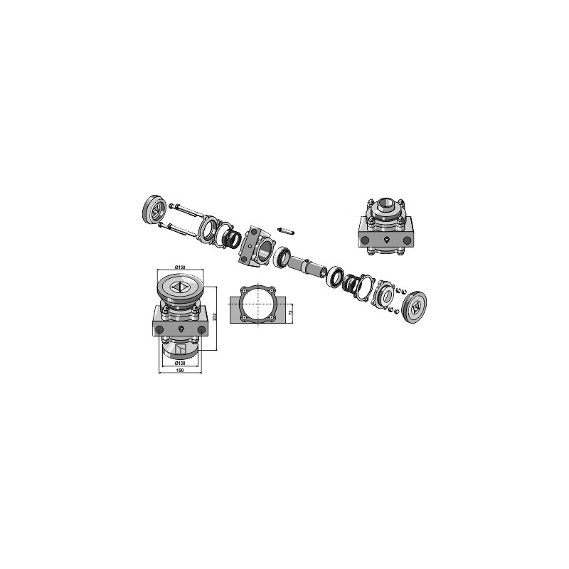 Palier compl. pour arbre carré 40x40 - AG007028