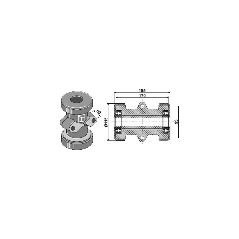 Palier compl. pour arbre carré 30x30 - AG007083