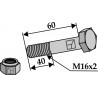 Boulon avec écrou frein - M16 x 2 - 10.9 - AG008544