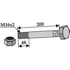 Boulon avec écrou frein - M16 x 2 - 8.8 - AG008546