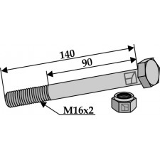 Boulon avec écrou frein - M16 x 2 - 8.8 - AG008547