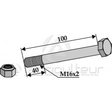 Boulon avec écrou à freinage interne - M16 x 2 - 10.9 - Maschio - F20110093