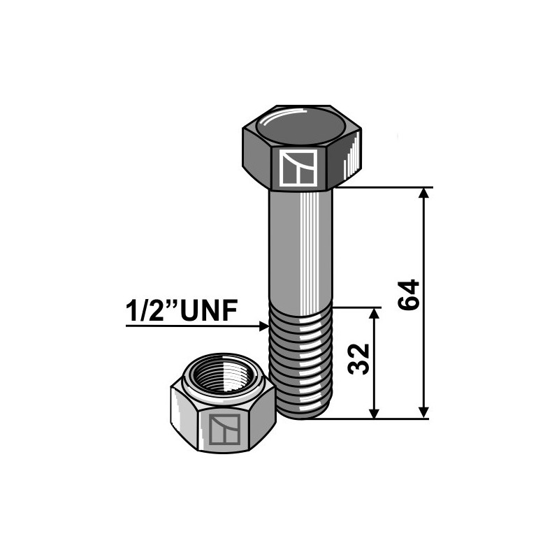 Boulon avec écrou frein - 1/2''UNF - AG008581