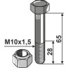 Boulon avec écrou frein - M10 - 10.9 - Agria - Schraube: 256932042 - Mutter: 261105010