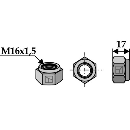 Écrou hexagonal à freinage interne - M16x1,5 - 10.9 - Agrimaster - 1012416