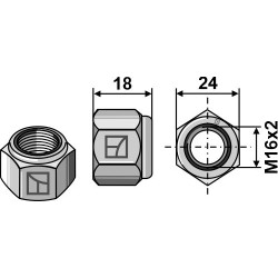 Écrou à freinage interne - M16x2 - Lemken - 3030935