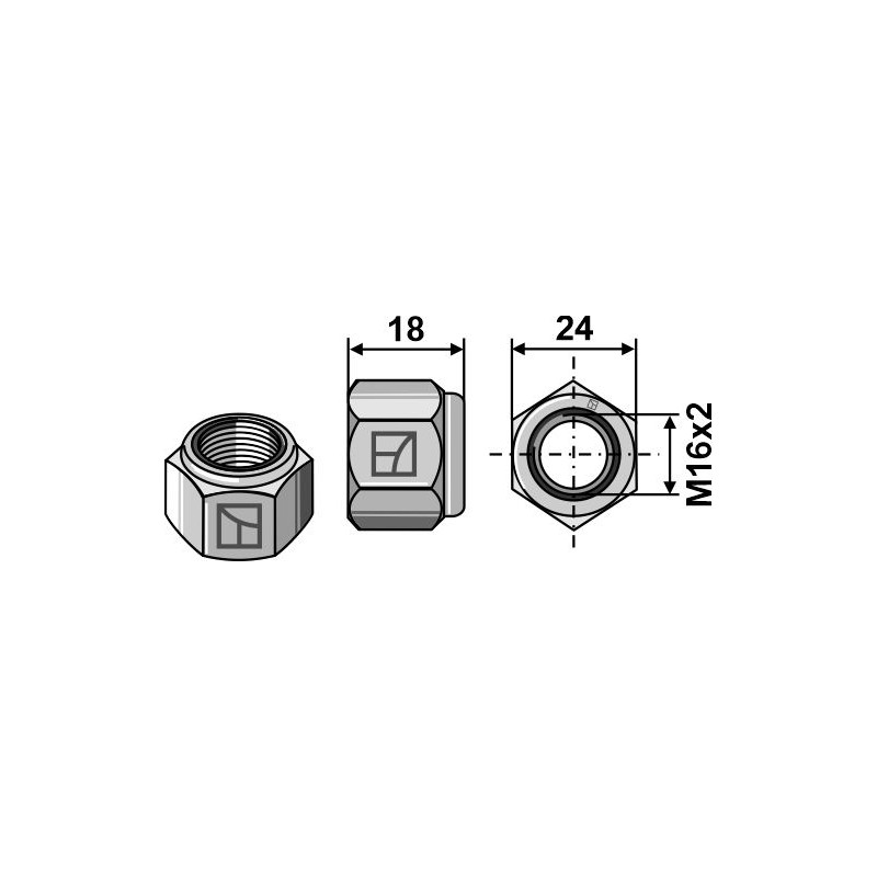 Écrou à freinage interne - M16x2 - Lemken - 3030935