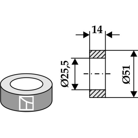 Rondelle Ø51x14xØ25,5 - Berti - DC012S