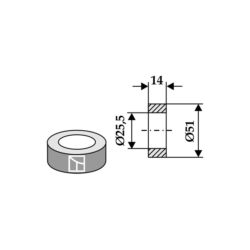 Rondelle Ø51x14xØ25,5 - Berti - DC012S