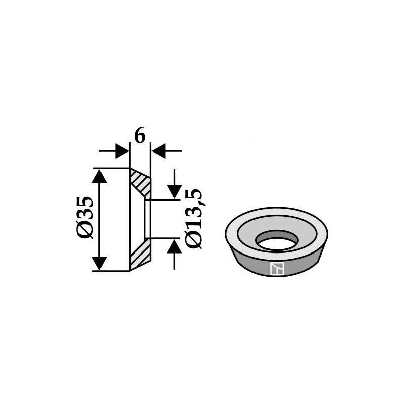 Rondelle Ø35x6xØ13,5 à alésage fràise