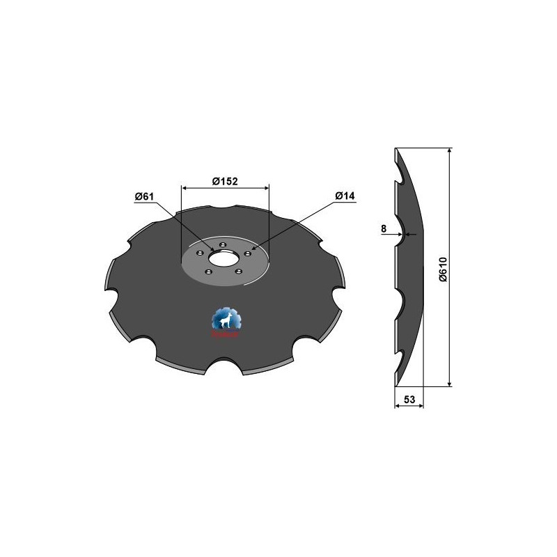 Disque crénelée à fond plat - Ø610 - Simba - P14446