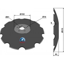 Disque crénelée à fond plat - Ø610 - Simba - P14446