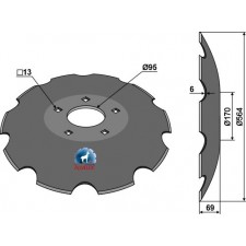 Disque crénelée à fond plat - Ø564 - Dal-Bo - 80388