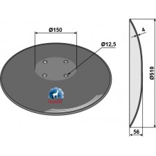 Disque lisse à fond plat - Ø510x4 - Pöttinger - 85041024.1