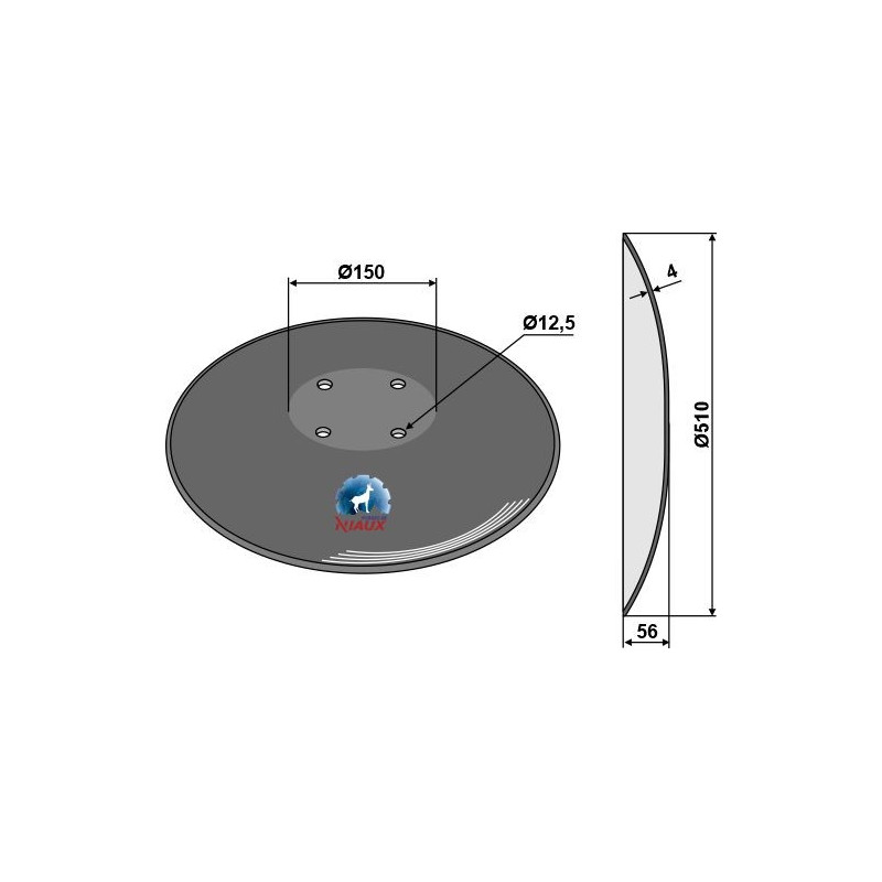 Disque lisse à fond plat - Ø510x4 - Pöttinger - 85041024.1