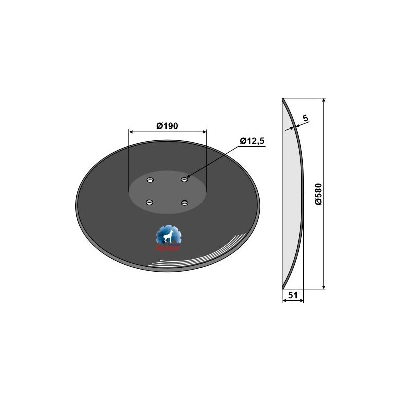 Disque lisse à fond plat Ø580 - Pöttinger - 9771.03.026.0