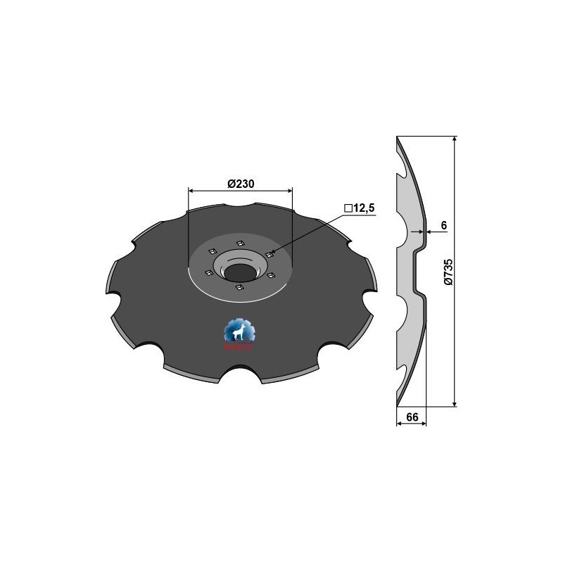 Disque crénelé - Ø735x6 - Lemken - 34910017