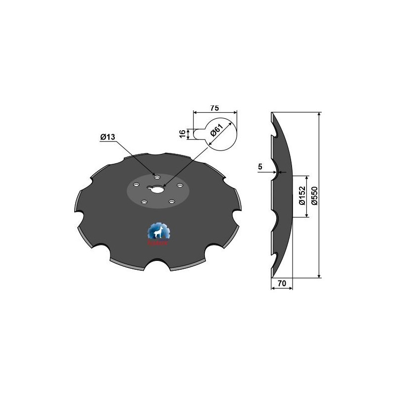 Disque crénelé - Ø550x5 - Tulip - 760020033