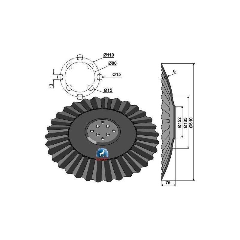 Disque ondulé Ø610x5 - Agrisem - DIS-551