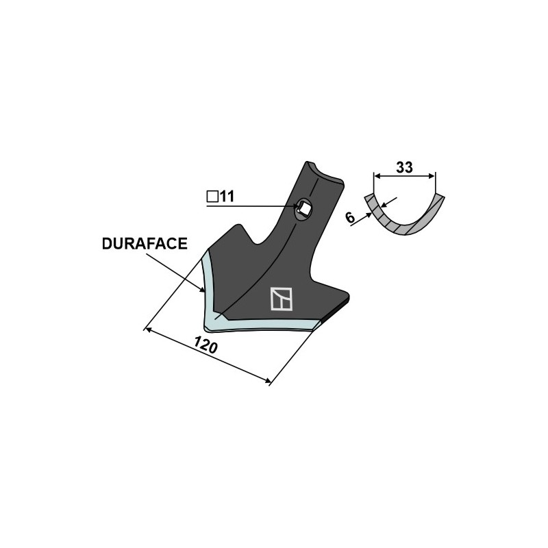 Soc triangulaire 120mm - DURAFACE - Väderstad - 214000