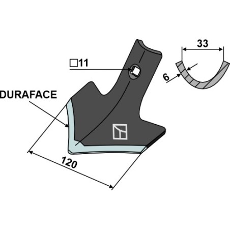 Soc triangulaire 120mm - DURAFACE - Väderstad - 214000