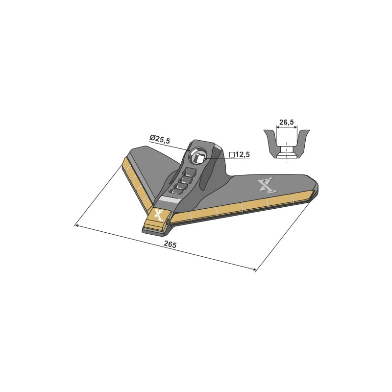 Soc triangulaire 265mm - Carbure - Farmet Kompaktomat - 3000236