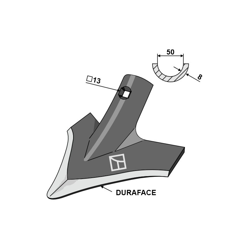 Soc triangulaire 240mm - DURAFACE - Väderstad - 165038