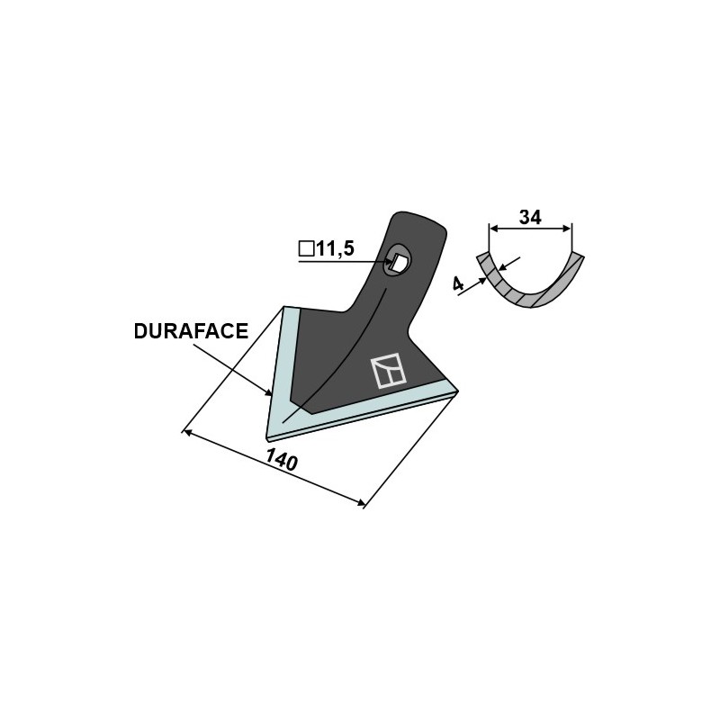 Soc triangulaire 140mm - DURAFACE - Väderstad - 494539