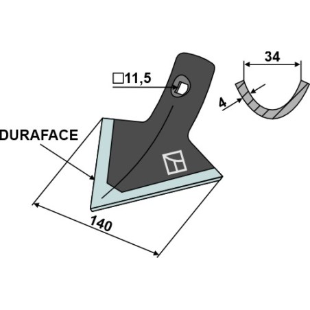 Soc triangulaire 140mm - DURAFACE - Väderstad - 494539