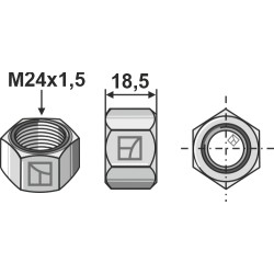 Écrou M24x1,5 - galvanisées - filet à gauche - Lemken - 3030997