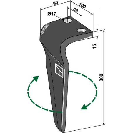 Dent pour herses rotatives, modèle droit - Breviglieri - 0060184D