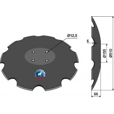 Disque crénelé à fond plat Ø510