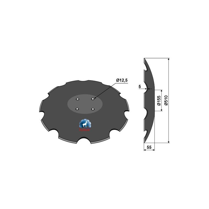 Disque crénelé à fond plat Ø510