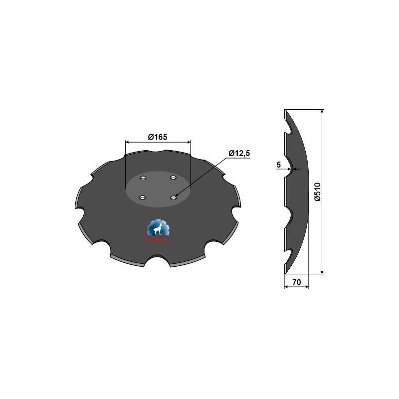 Disque crénelé - Ø510x5 - Lemken - 34910027