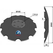 Disque crénelé à fond plat Ø460 - Kuhn - H2206710