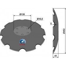 Disque crénelé à fond plat Ø462 - Lemken - 3490471